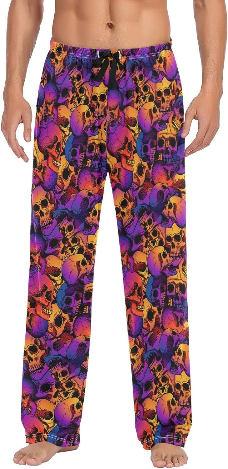 bestwell Bright Skull Pajama Pants Mens Lounge Pants Super Soft Men