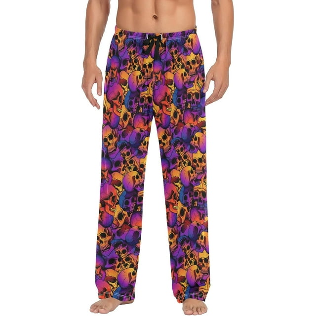 bestwell Bright Skull Pajama Pants Mens Lounge Pants Super Soft Men
