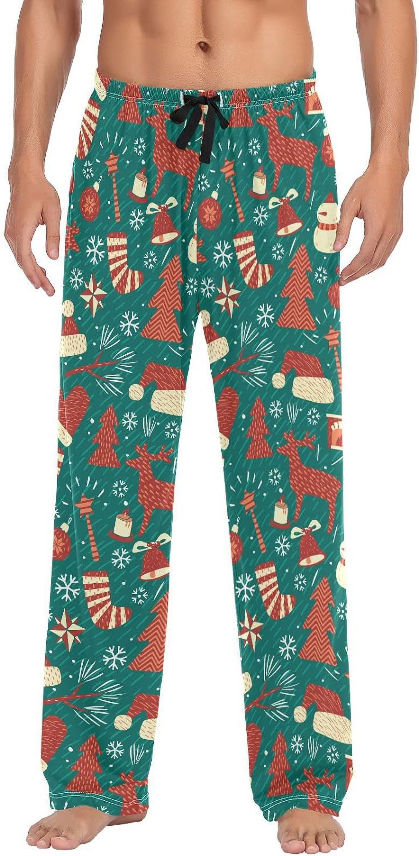 bestwell Christmas Men's Pajama Lounge Pants with Drawstring Pockets Lounging