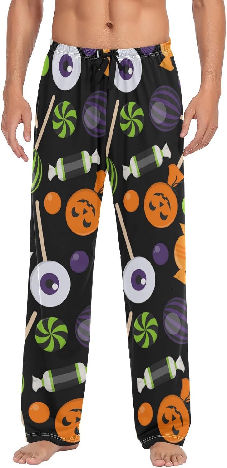 bestwell Funny Halloween Candy Pajama Pants Mens Lounge Pants Super
