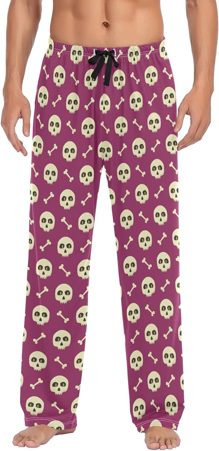 bestwell Halloween Human Skulls Pajama Pants Mens Lounge Pants Super