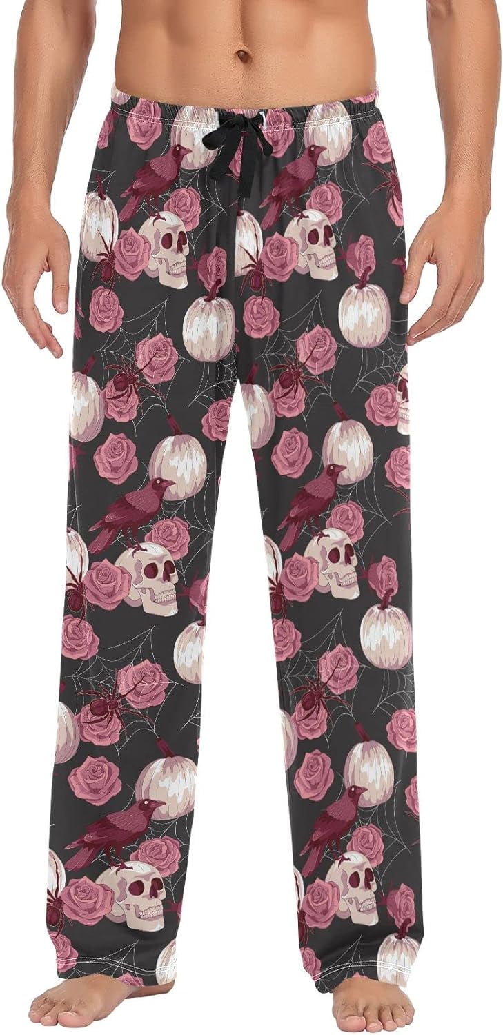bestwell Halloween Skull Pajama Pants Mens Lounge Pants Super Soft Men