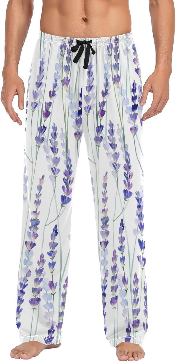 bestwell Lavender Botanical Pajama Pants Mens Lounge Pants Super Soft Men Pajama Bottoms1321