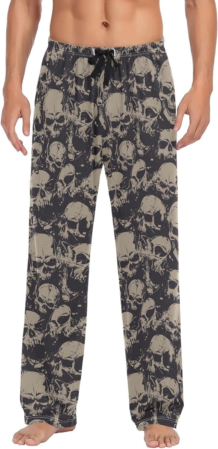bestwell Scary Skull Camo Pajama Pants Mens Lounge Pants Super Soft Men