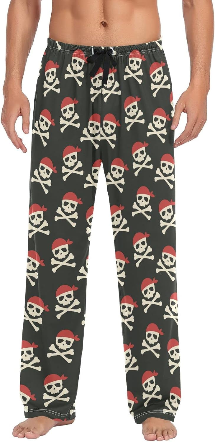 bestwell Skulls and Crossbones Pajama Pants Mens Lounge Pants Super