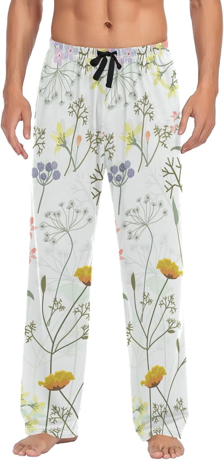 bestwell Wildflowers Pajama Pants Mens Lounge Pants Super Soft Men Pajama Bottoms1303