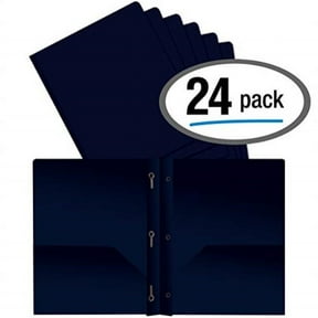 2 Pocket Glossy Laminated Navy Blue Paper Folders, Box Of 25, Letter Size, Dark Blue Paper Portfolios By Better Office Products 25 Pack