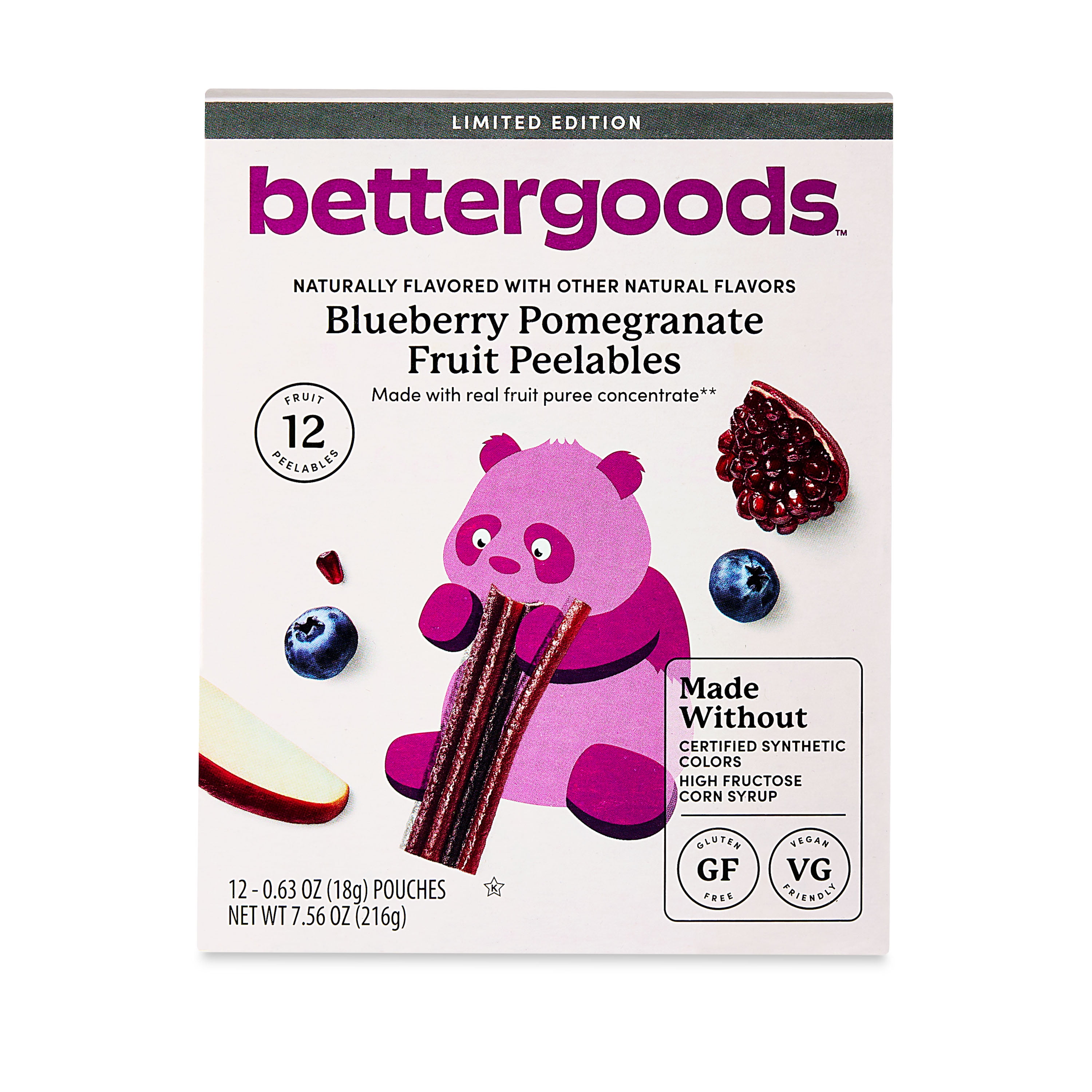 bettergoods Blueberry Pomegranate Fruit Peelables, 0.63 oz, 12 Count