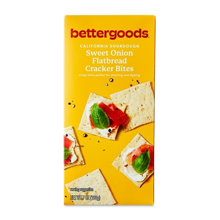 bettergoods California Sourdough Sweet Onion Flatbread Cracker Bites, 7 oz