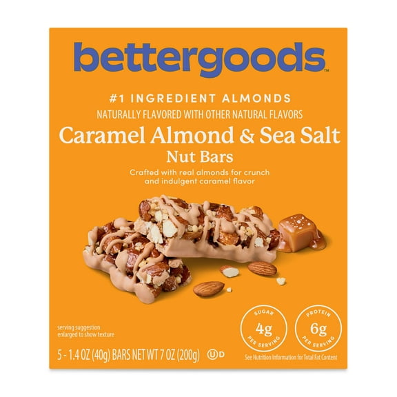 bettergoods Caramel Almond & Sea Salt Nut Bars, 1.4 oz, 5 Count