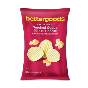 bettergoods Chef Inspired Smoked Gouda Mac N' Cheese Flavored Wavy Potato Chips, 8 oz