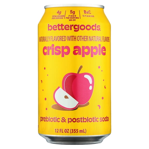 bettergoods Crisp Apple Prebiotic & Postbiotic Soda, 12 fl oz Can