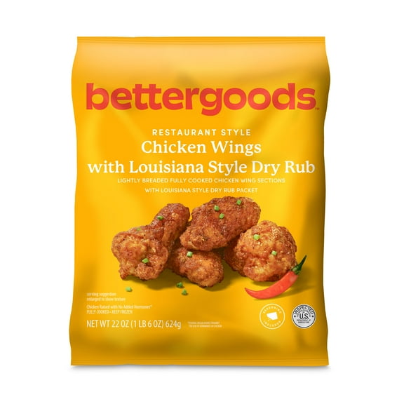 bettergoods Chicken Wings with Louisiana Style Dry Rub, 22 oz (Frozen)