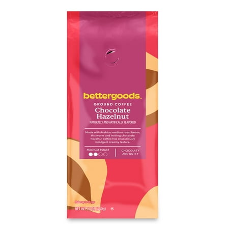 bettergoods Chocolate Hazelnut Flavored Ground Coffee, Medium Roast, 12 oz