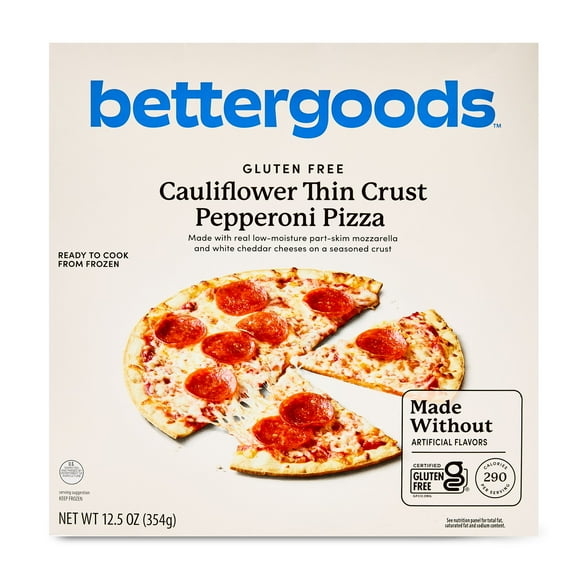 bettergoods Gluten-Free Cauliflower Thin Crust Pepperoni Pizza, 12.5 oz (Frozen)