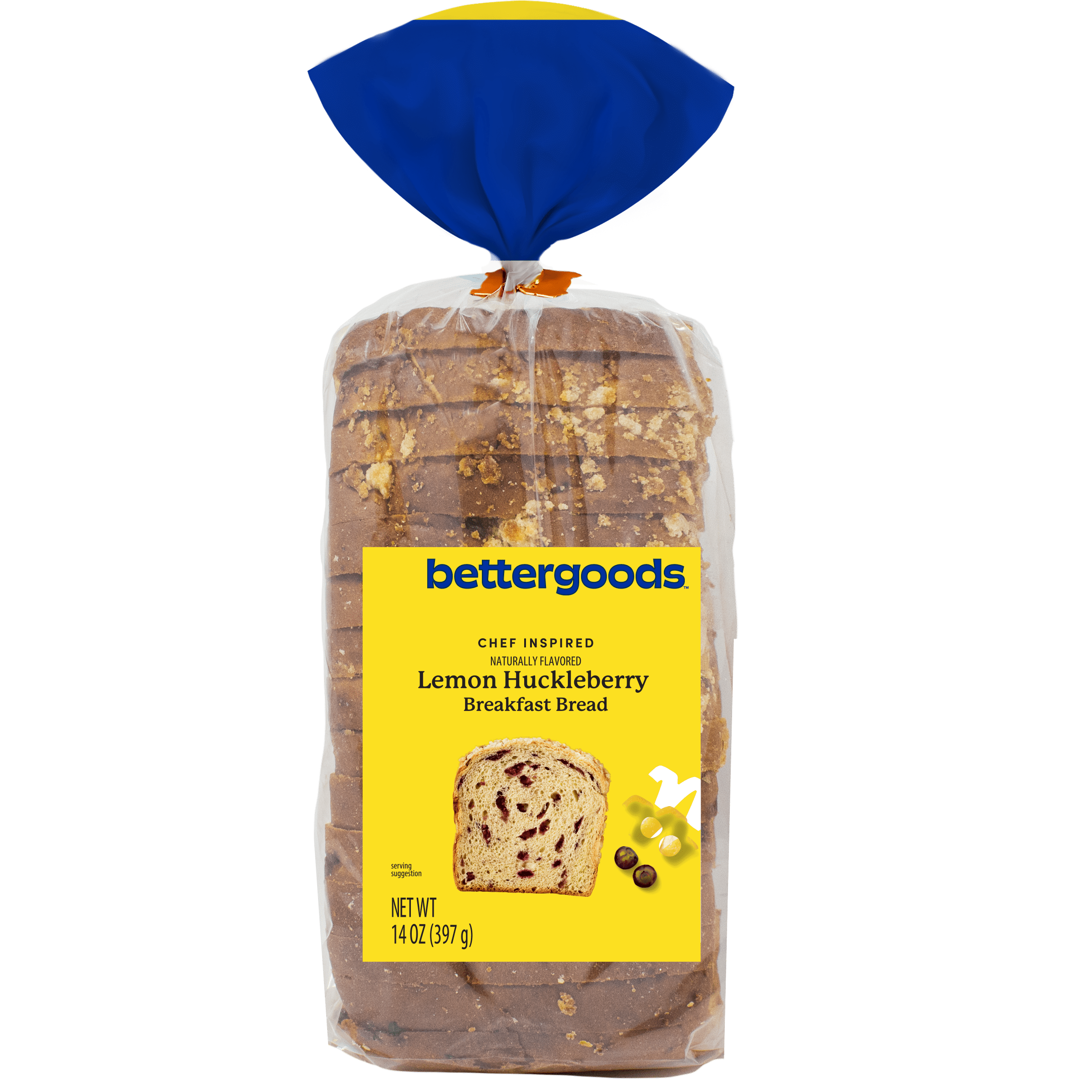 bettergoods Lemon Huckleberry Breakfast Bread, 14 oz, Limited-Time Seasonal Flavor