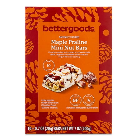 bettergoods Maple Praline Mini Nut Bars, 7.0 oz, 10 Count