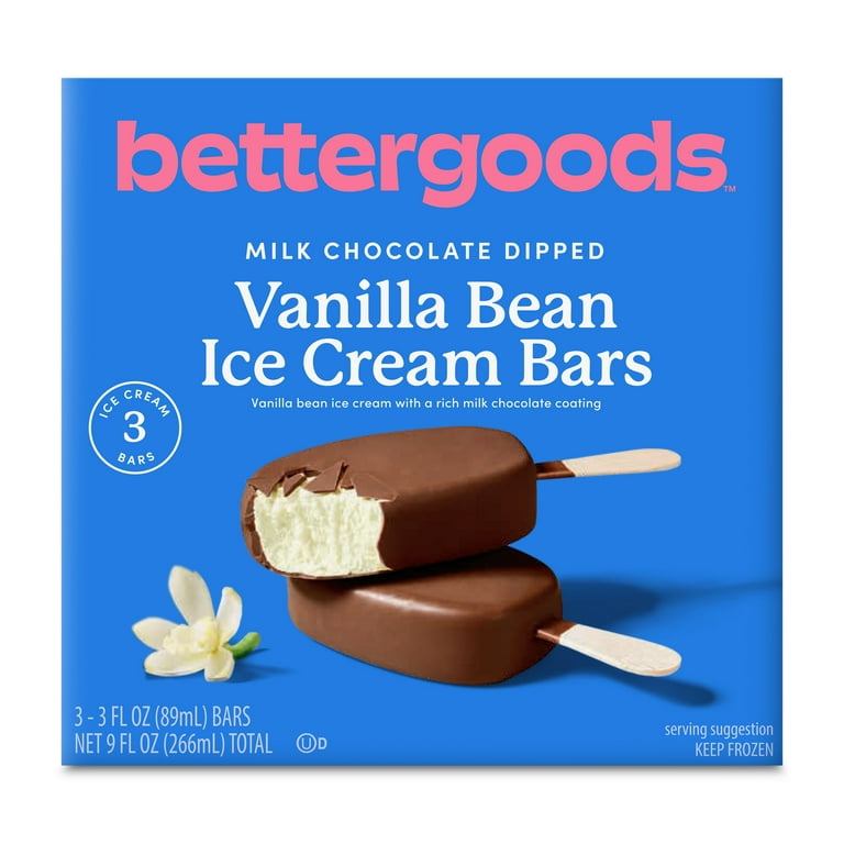 bettergoods Milk Chocolate Dipped Vanilla Bean Ice Cream Bars fl