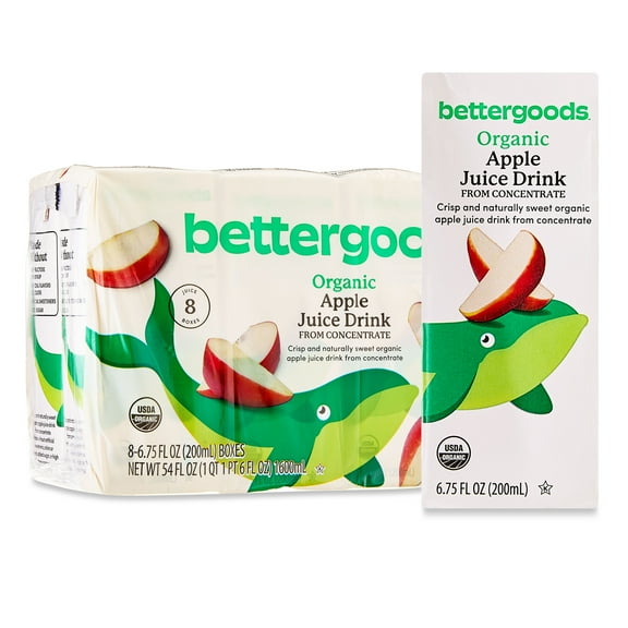 bettergoods Organic Apple Juice Drink, 6.75 fl oz, 8 Count