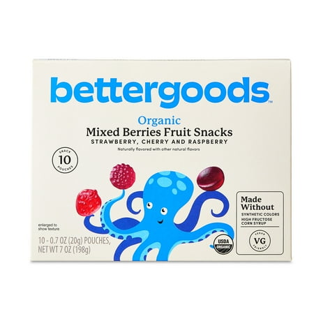 bettergoods Organic Mixed Berry Fruit Snacks, 0.7 oz, 10 Count