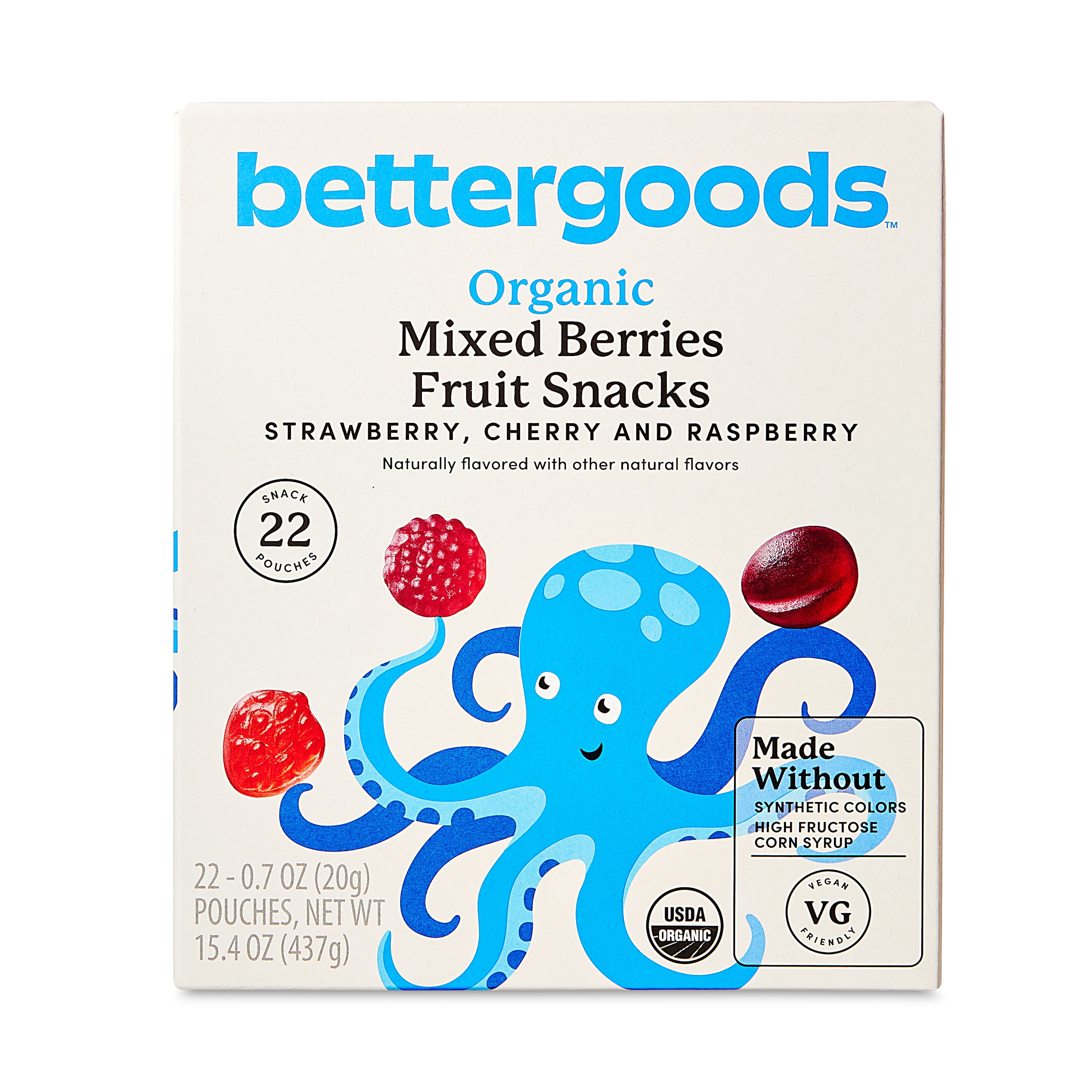 bettergoods Organic Mixed Berry Fruit Snacks, 0.7 oz, 22 Count