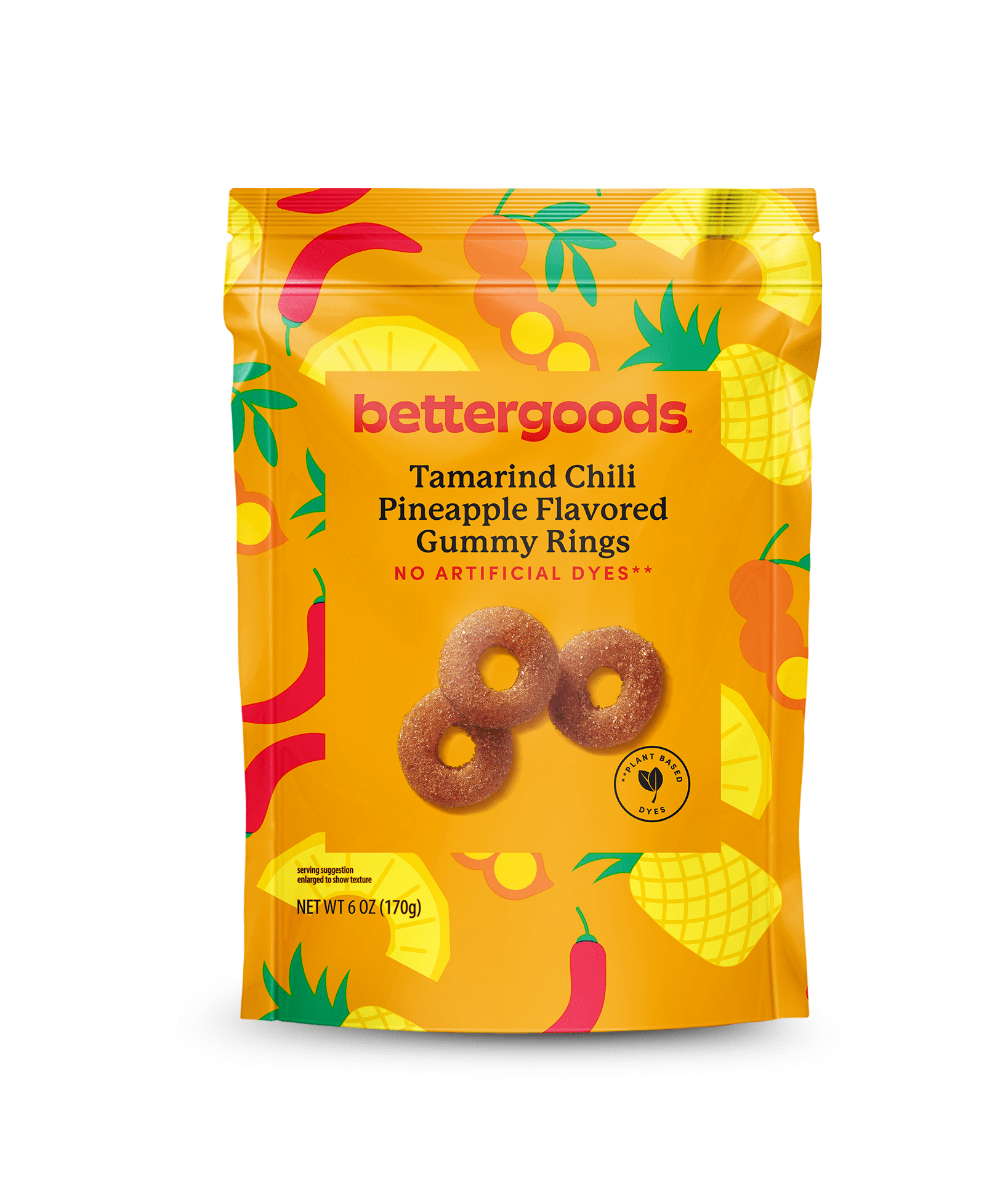 bettergoods Tamarind and Chili Pineapple Flavored Gummy Rings, 6 oz