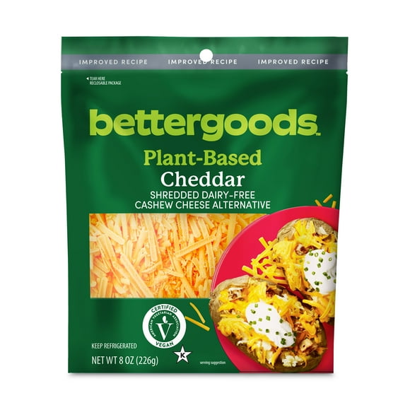 bettergoods Plant-Based Cheddar Shredded Dairy-Free Cashew Cheese Alternative, 8 oz