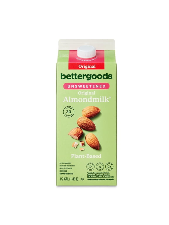 Plant-Based Unsweetened Original Almond Milk, Half Gallon