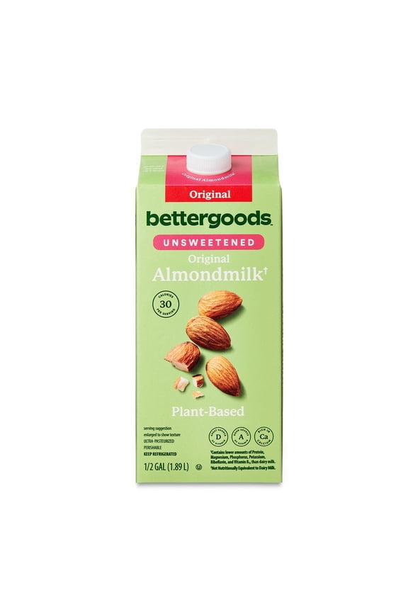 Plant-Based Unsweetened Original Almond Milk, Half Gallon