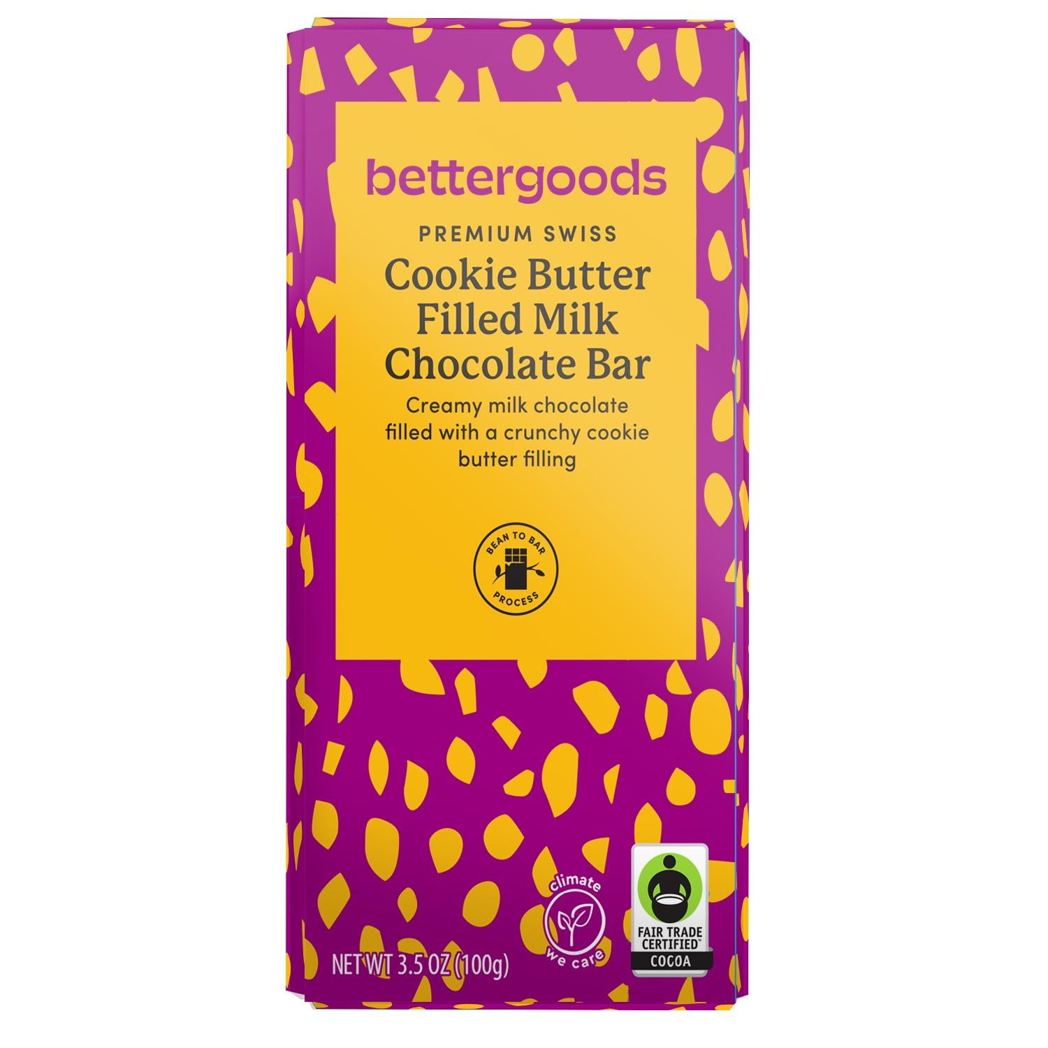 bettergoods Premium Swiss Cookie Butter Filled Milk Chocolate Bar, 3.5 oz