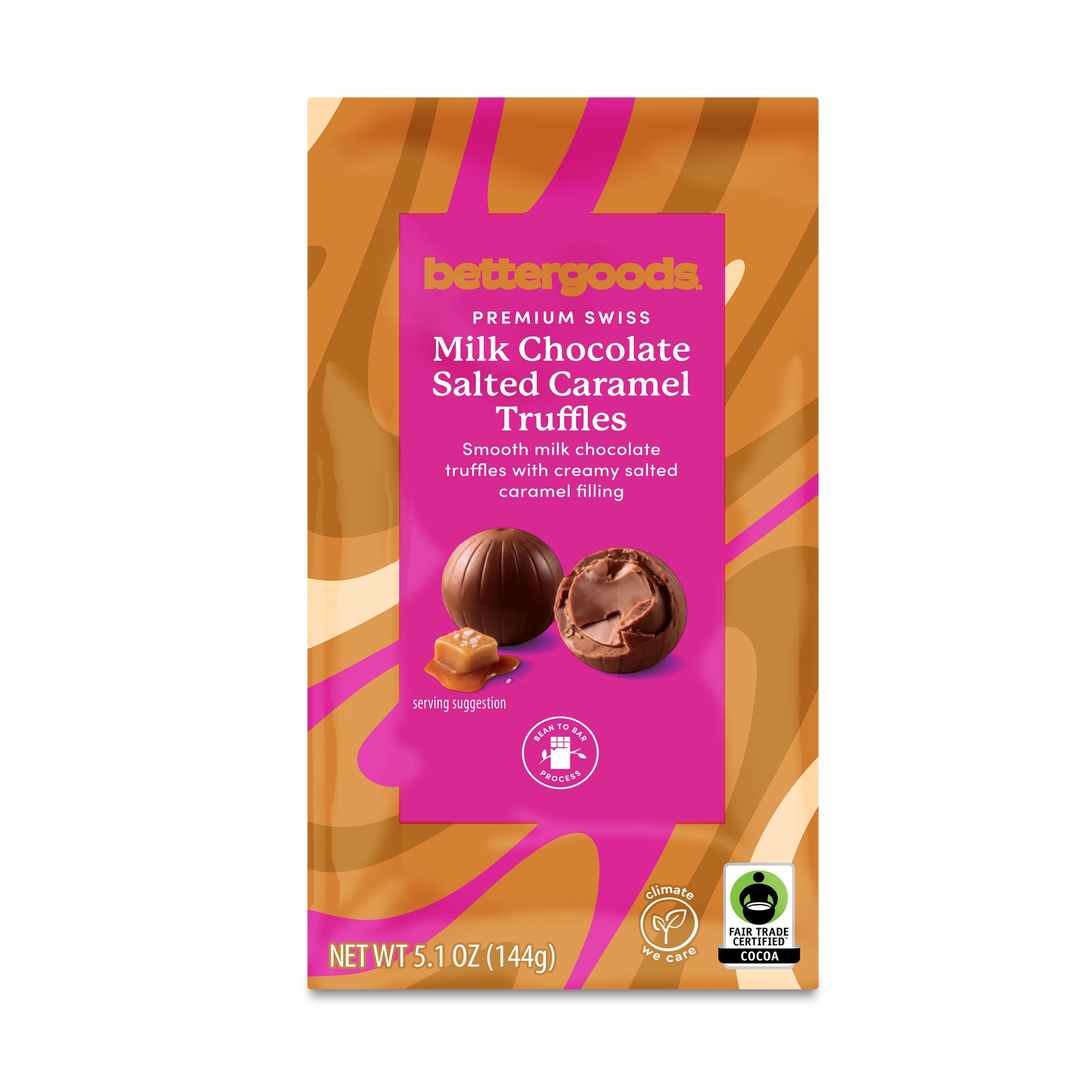 bettergoods Premium Swiss Milk Chocolate Salted Caramel Truffles, 5.1 ...