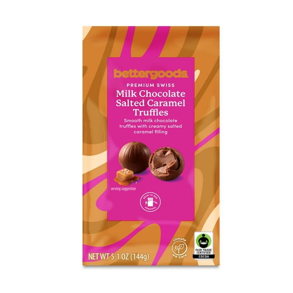 bettergoods Premium Swiss Milk Chocolate Salted Caramel Truffles, 5.1 oz