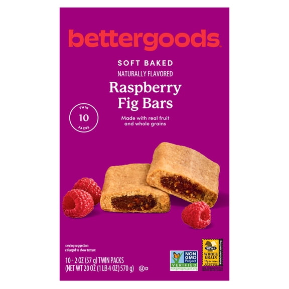 bettergoods Raspberry Fig Bars, 2 oz Twin Pack, 10 Count Box