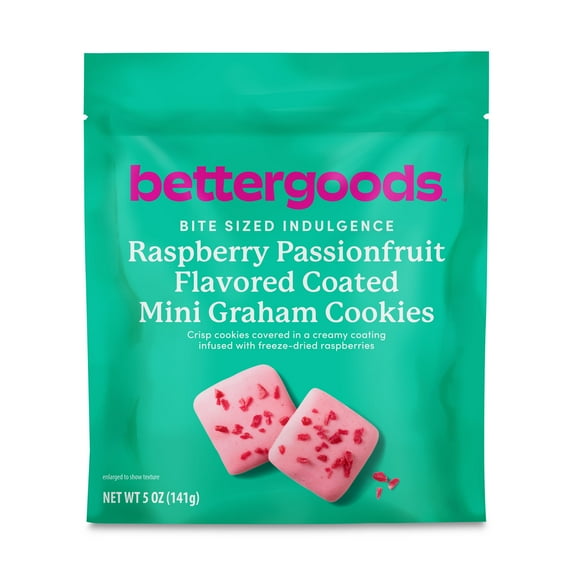 bettergoods Raspberry Passionfruit Flavored Coated Mini Graham Cookies, 5 oz