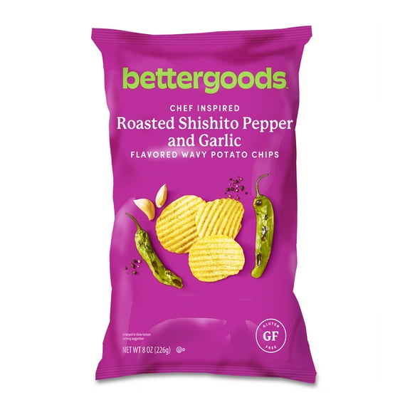 bettergoods Roasted Shishito Pepper & Garlic Wavy Potato Chips, 8 oz