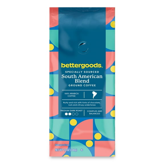 bettergoods Specialty Blend South American Ground Coffee, Medium Dark Roast, 12 oz