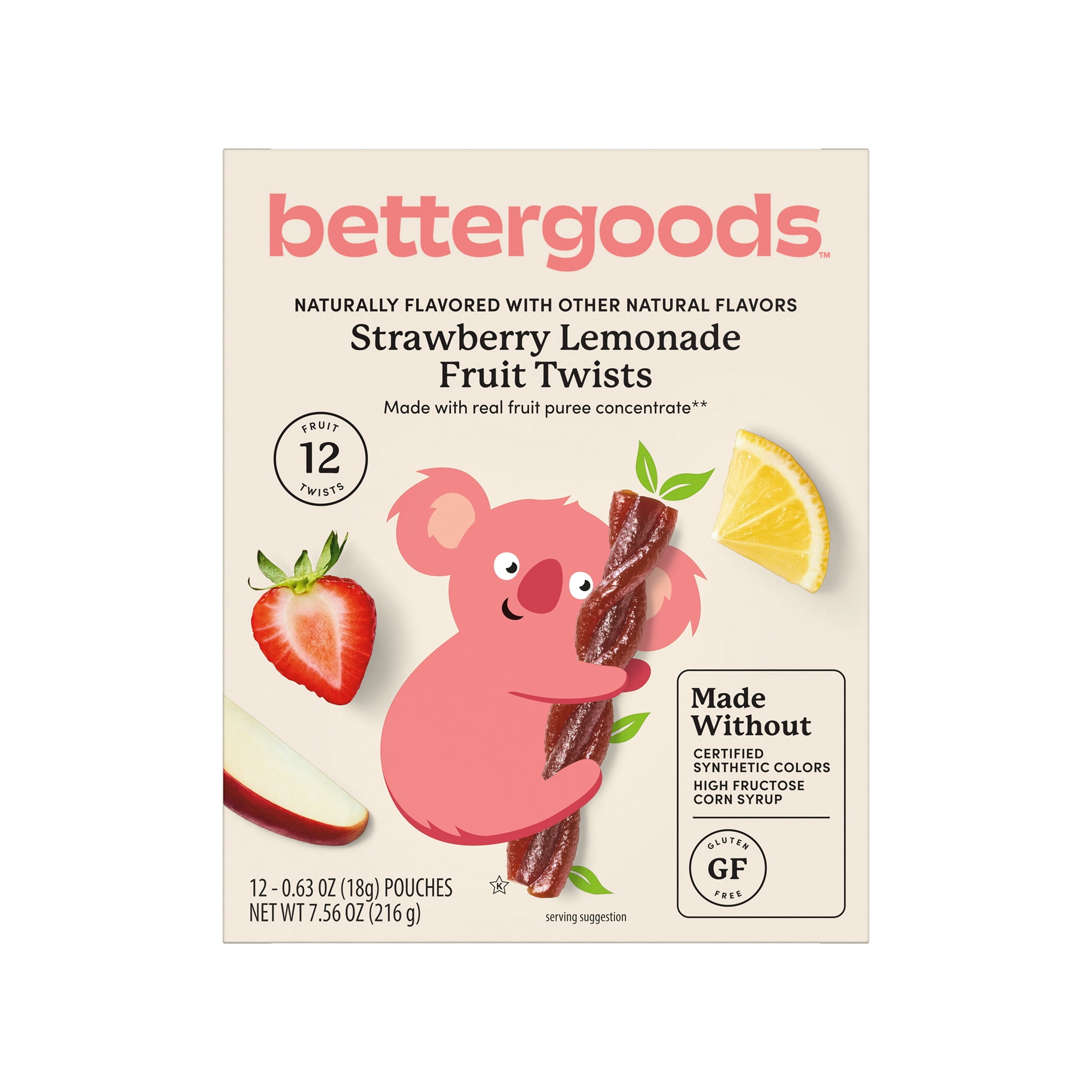bettergoods Strawberry Lemonade Fruit Twists, 0.63 oz, 12 Count