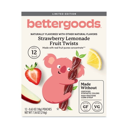 bettergoods Strawberry Lemonade Fruit Twists, 0.63 oz, 12 Count
