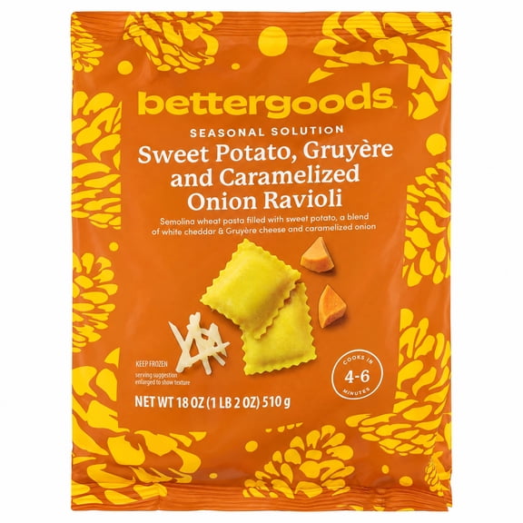 bettergoods Sweet Potato Gruyere Ravioli, 18 oz (Frozen)