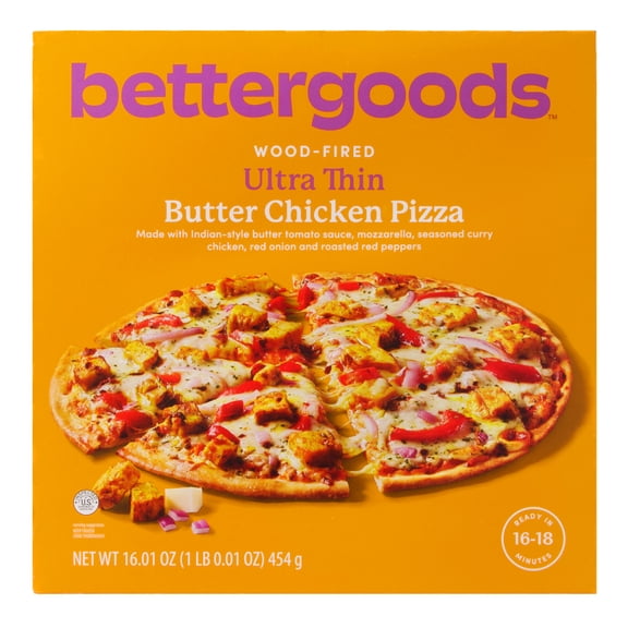 bettergoods Wood-Fired Ultra Thin Butter Chicken Pizza, 16.01 oz (Frozen)