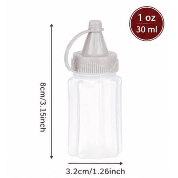 ABCISI 12pcs Mini Seasoning Squeeze Bottles, 30ml/1oz Transparent Bento Sauce Ketchup Mustard Salad Dressing Squeeze Bottles, Plastic Condiment Container for School Picnic Outdoor Barbecue