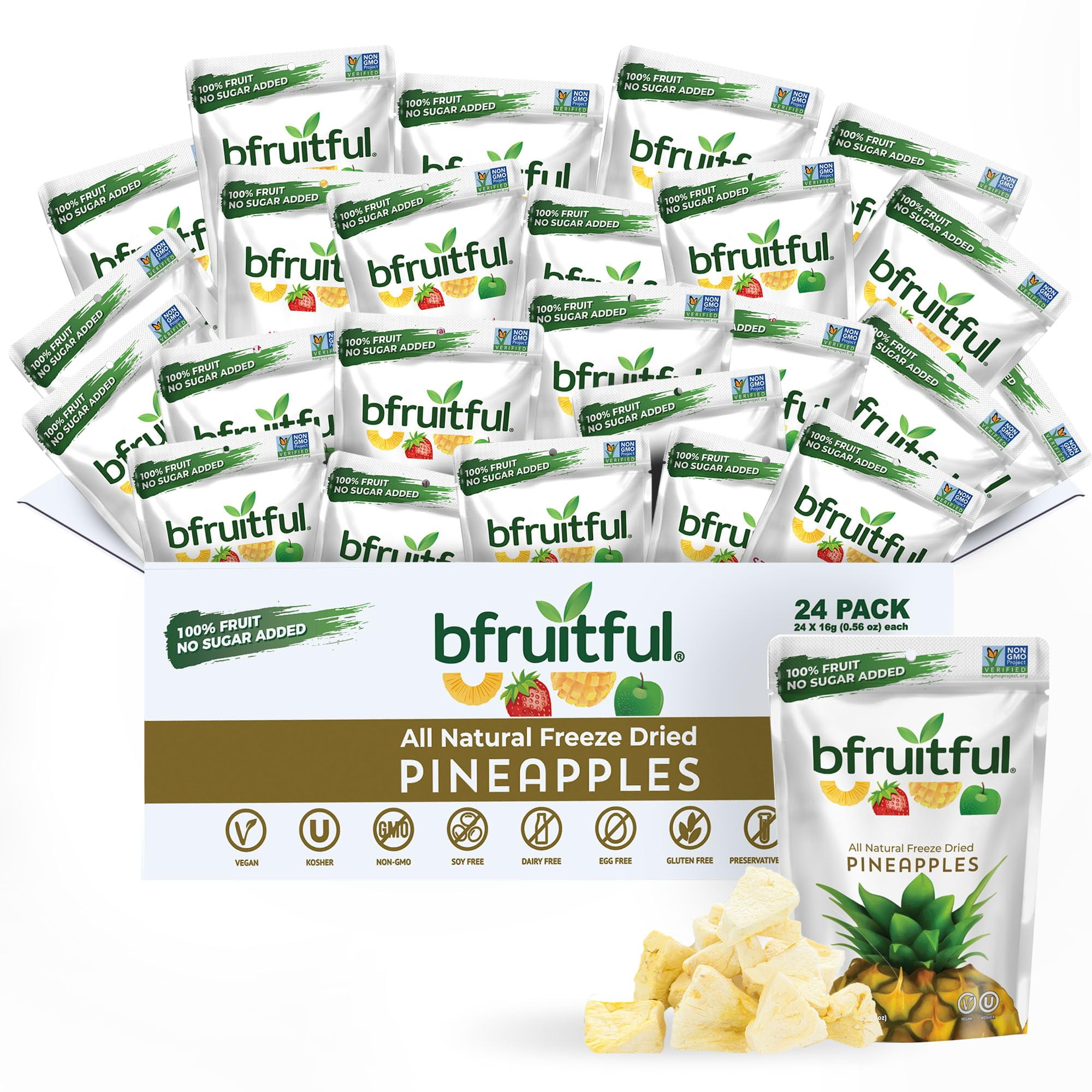 Bfruitful Freeze-Dried Pineapple, Freeze TMA3 Dried Fresh Fruit Bites ...