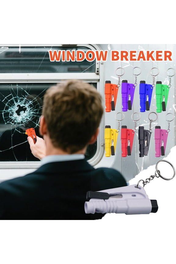 9Pcs Car Window Breaker Car Belt Cutter Keychain, Cars Belt Cutter and Glass Breakers with Survival Whistle, Emergency Escape Tool, Window Break