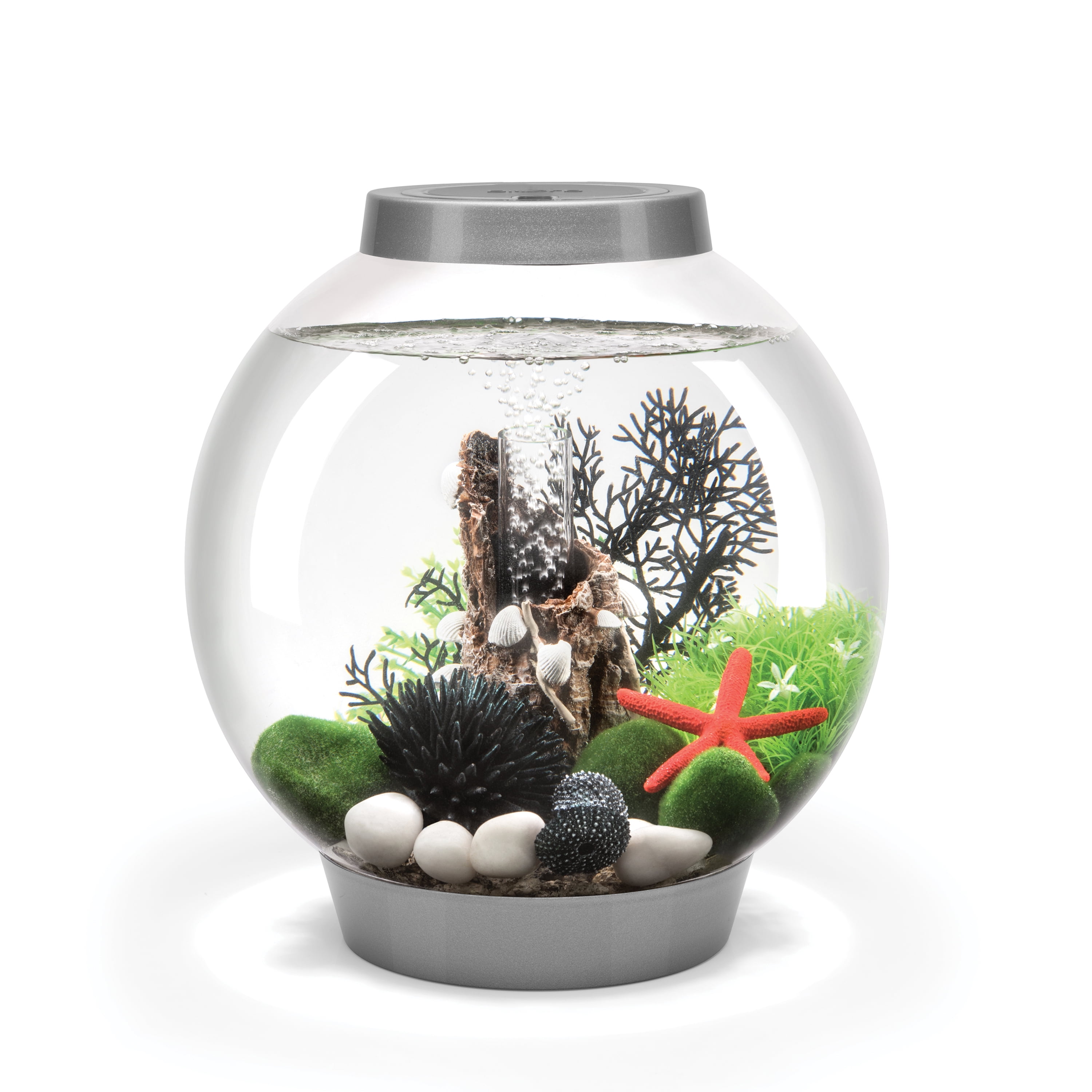 Silver 4-Gallon Acrylic Desktop Aquarium with LED Light