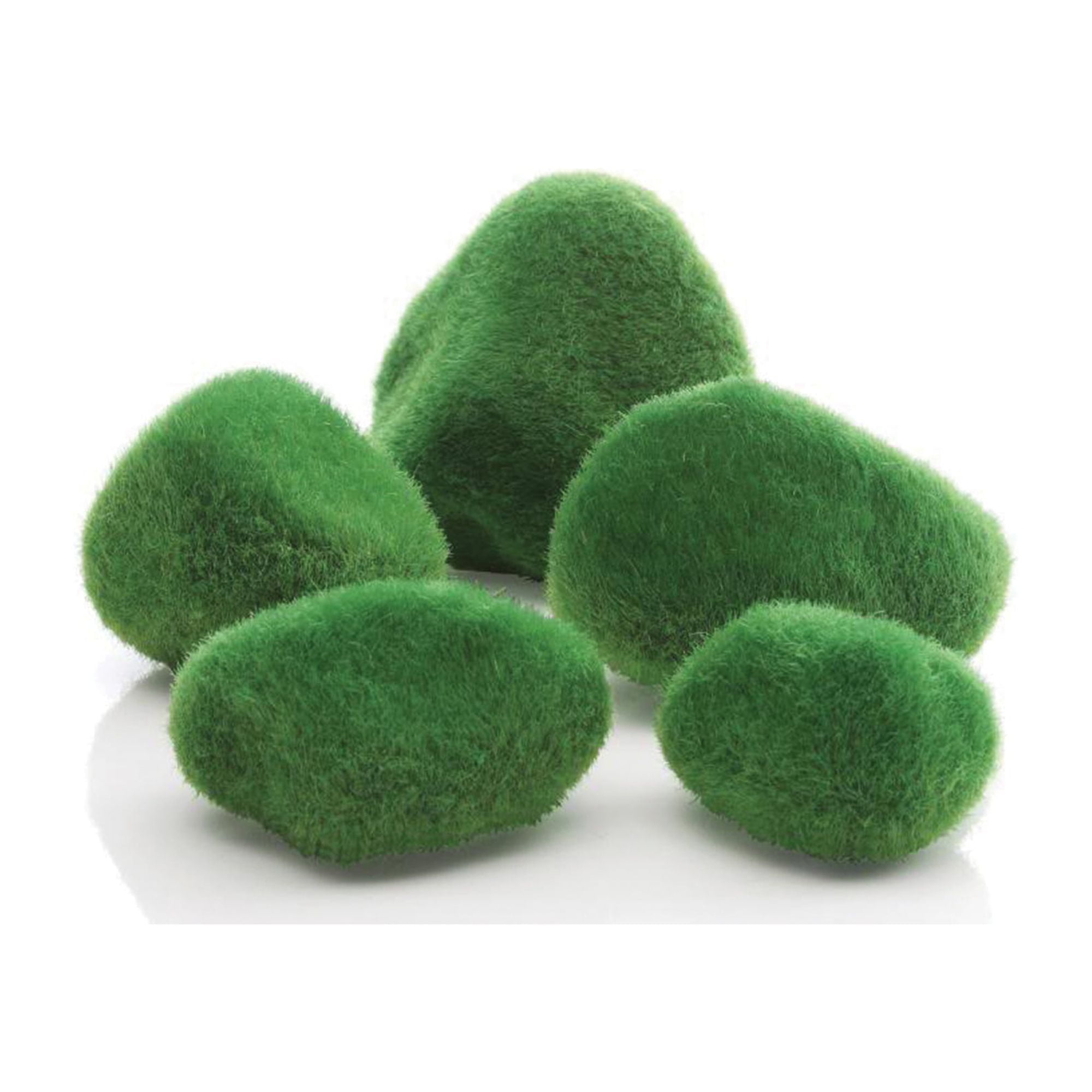 Green Faux Moss Pebbles Set for Aquariums and Terrariums