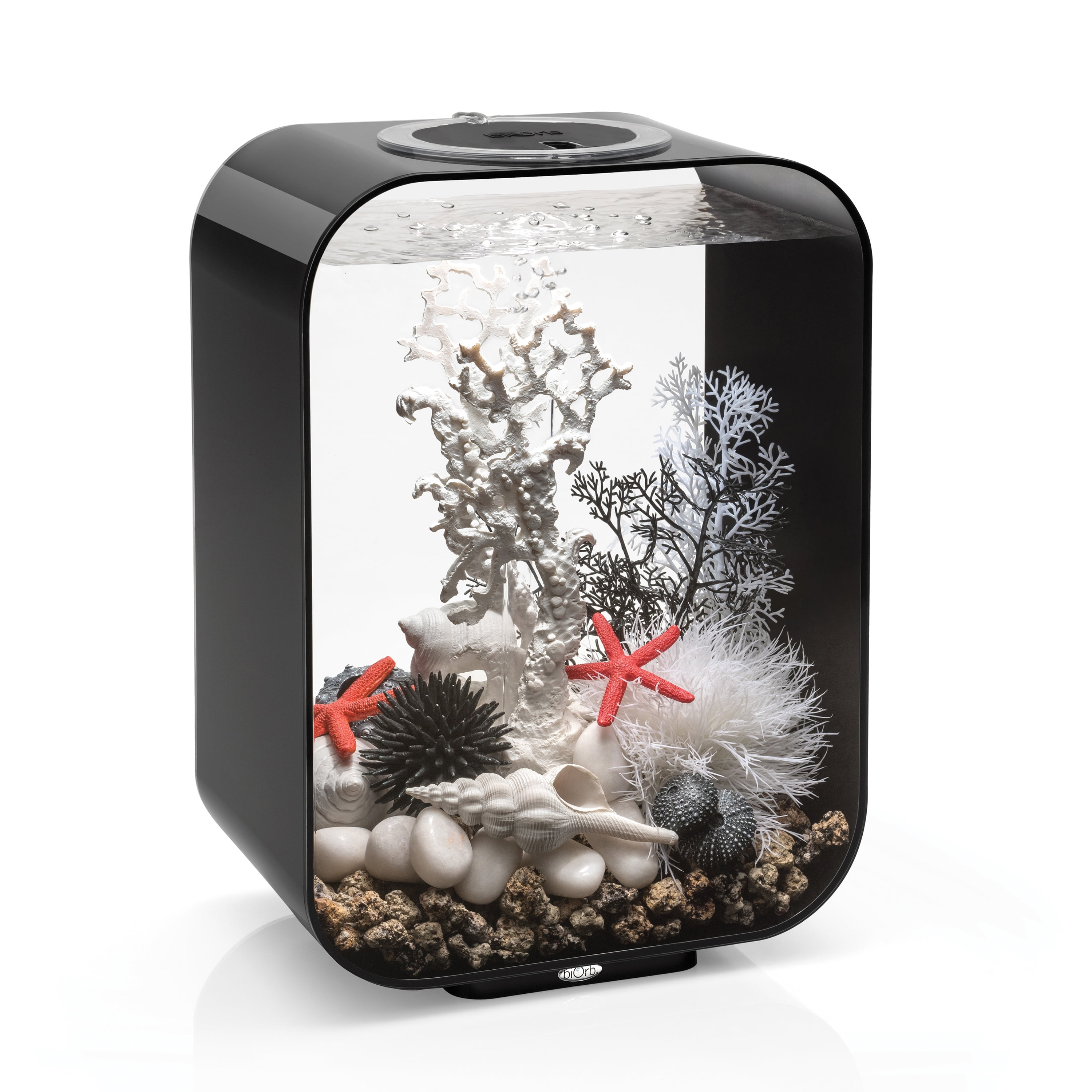 Compact Black Acrylic Desktop Aquarium with LED Lights