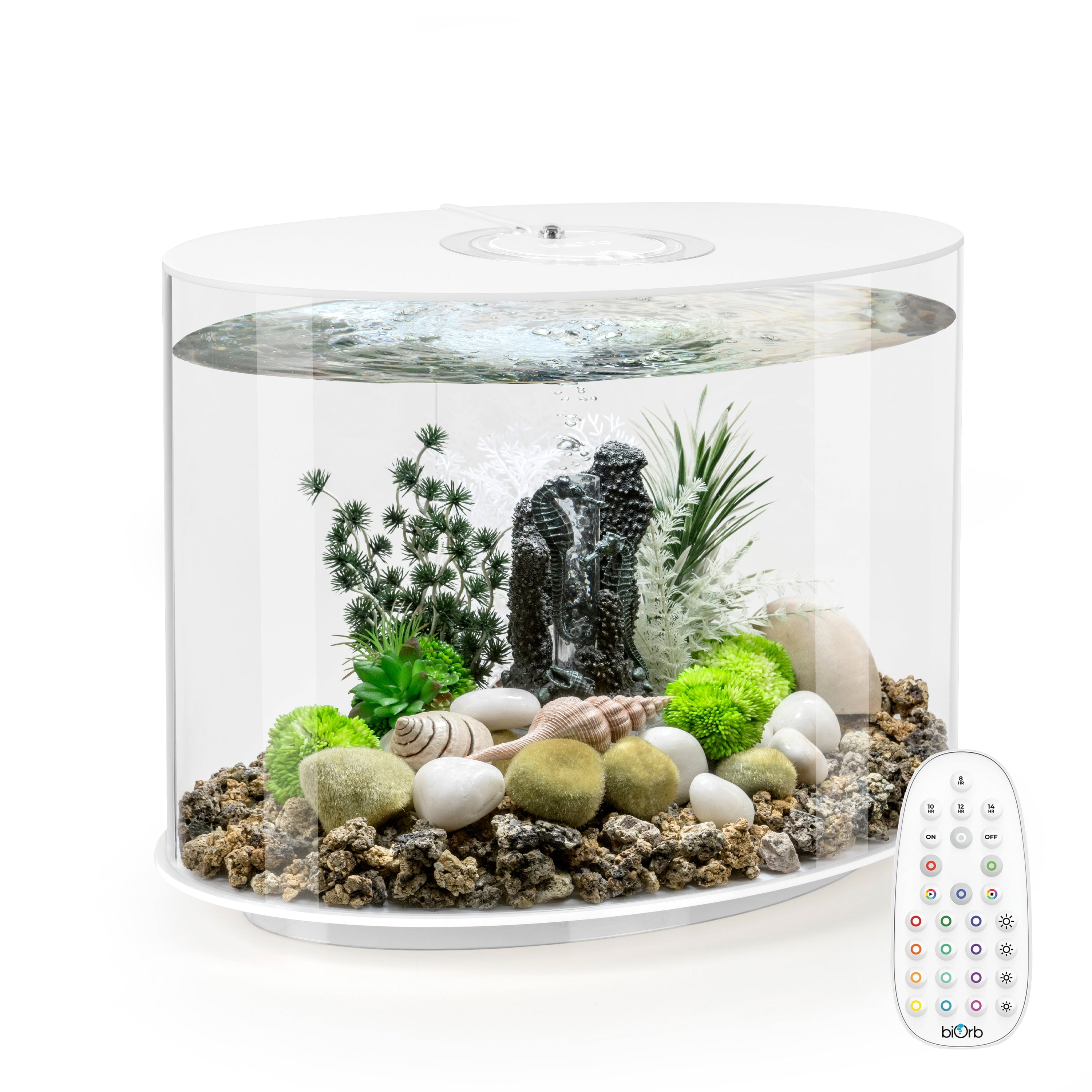 White Acrylic 8-Gallon Desktop Aquarium with LED Lighting