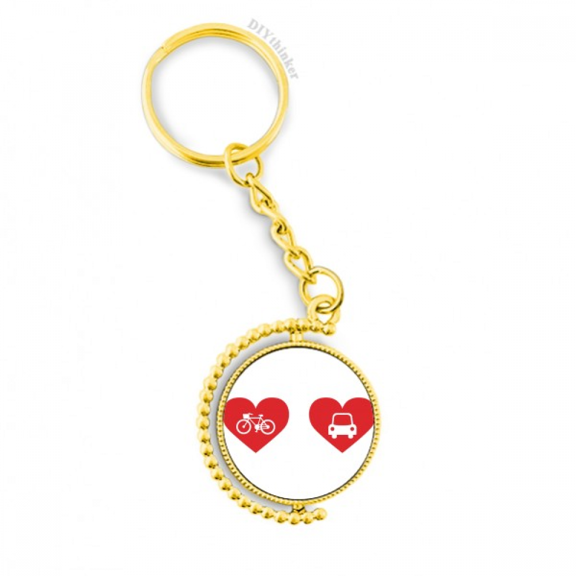 bicycle car red heart pattern metal connector key chain  accessory en keyholder