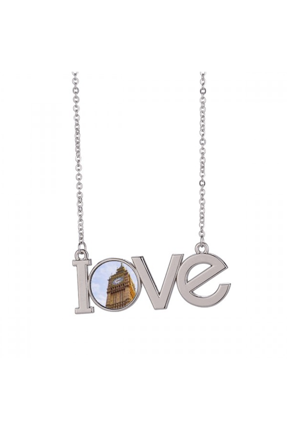 big ben blue white clouds love necklace pendant charm jewelry