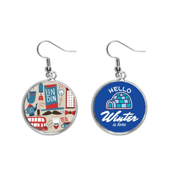 big ben british bus england flag dangle drop winter ice earring jewelry